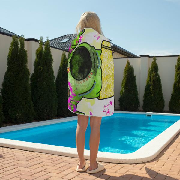 Badehandtuch Sienna – Popart-Hundemotiv, 75x165 cm, 100 % Polyester, weich & schnelltrocknend